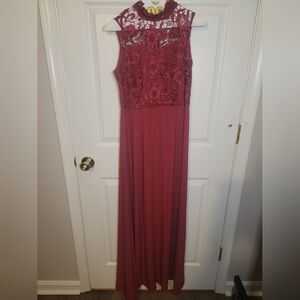 Elegant 4 Lace Burgundy Maxi Dress